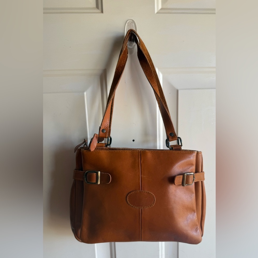 Vintage Brown soft Leather purse made in Hong Kong 3 compartments 11”X8”X3” - Picture 2 of 16